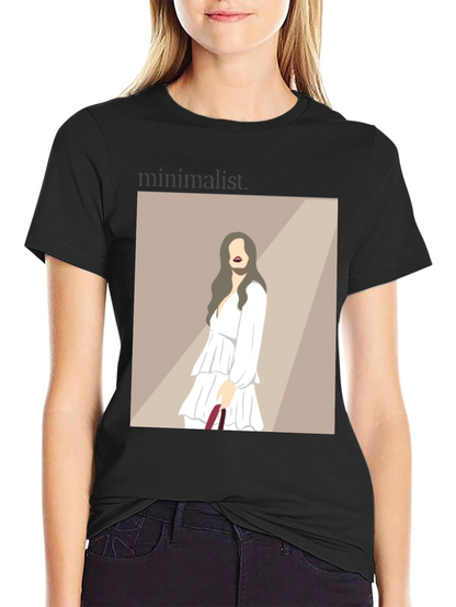 Minimalist Woman Illustration Black T-Shirt