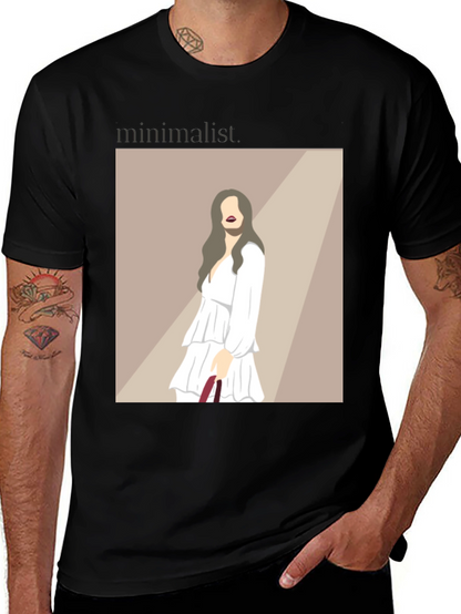 Minimalist Woman Illustration Black T-Shirt