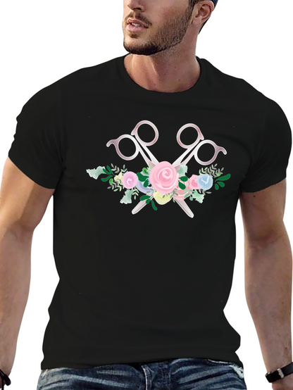 Floral Scissors Graphic Tee - Unisex