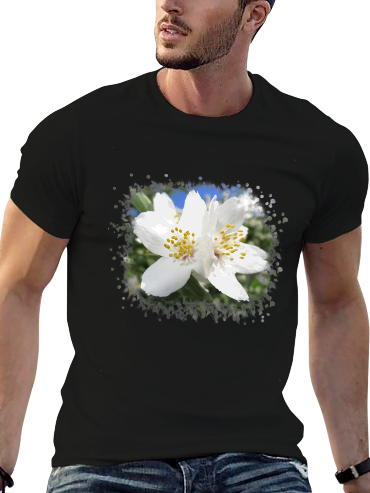 Floral Print Black T-Shirt