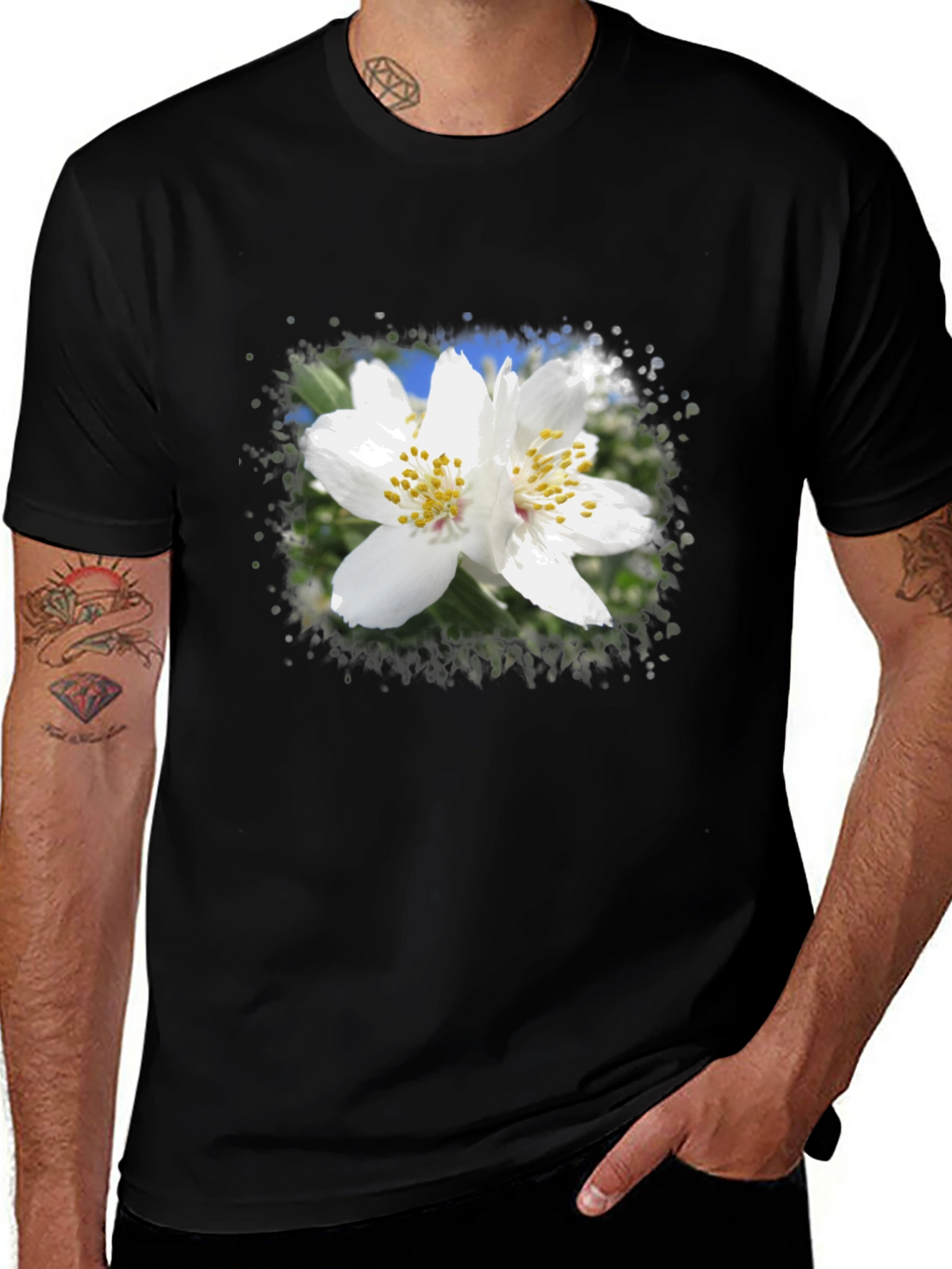 Floral Print Black T-Shirt