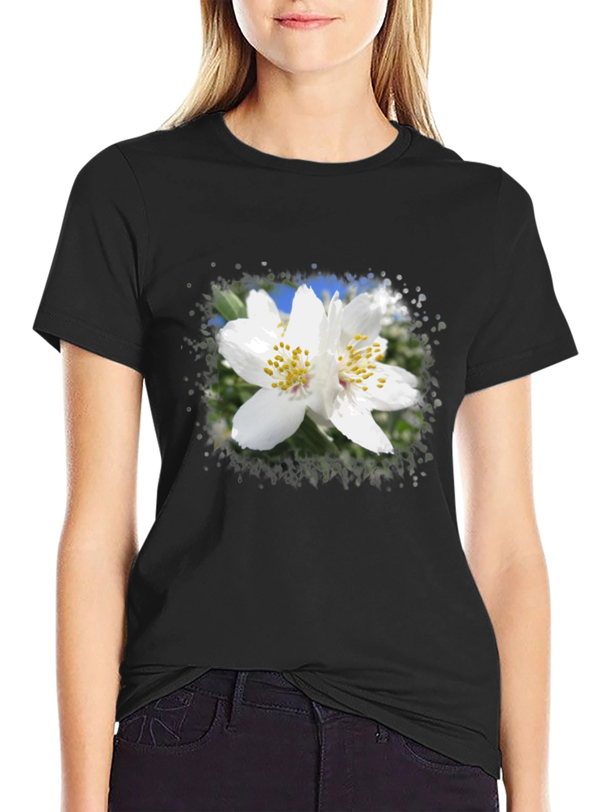 Floral Print Black T-Shirt