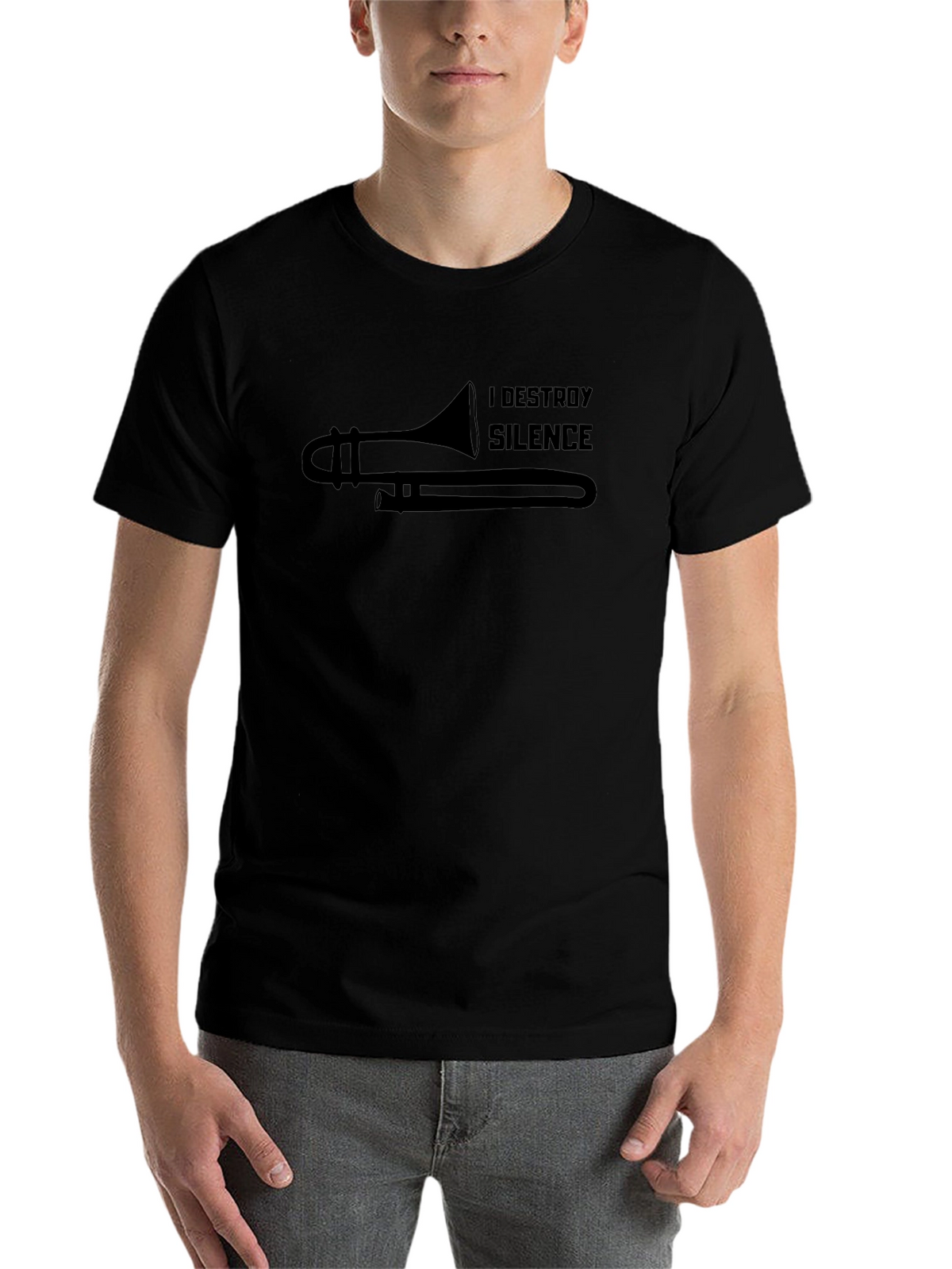 I Destroy Silence Trombone Player Black T-Shirt
