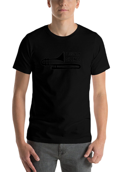 I Destroy Silence Trombone Player Black T-Shirt