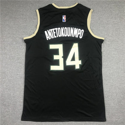 Men's Milwaukee Bucks Giannis Antetokounmpo #34 Black Replica Player Jerseys
