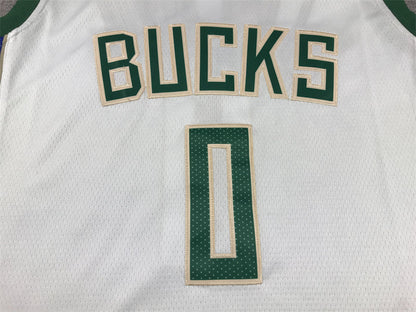 Men's Milwaukee Bucks Damian Lillard #0 White Fast Break Player Jerseys - Association Edition