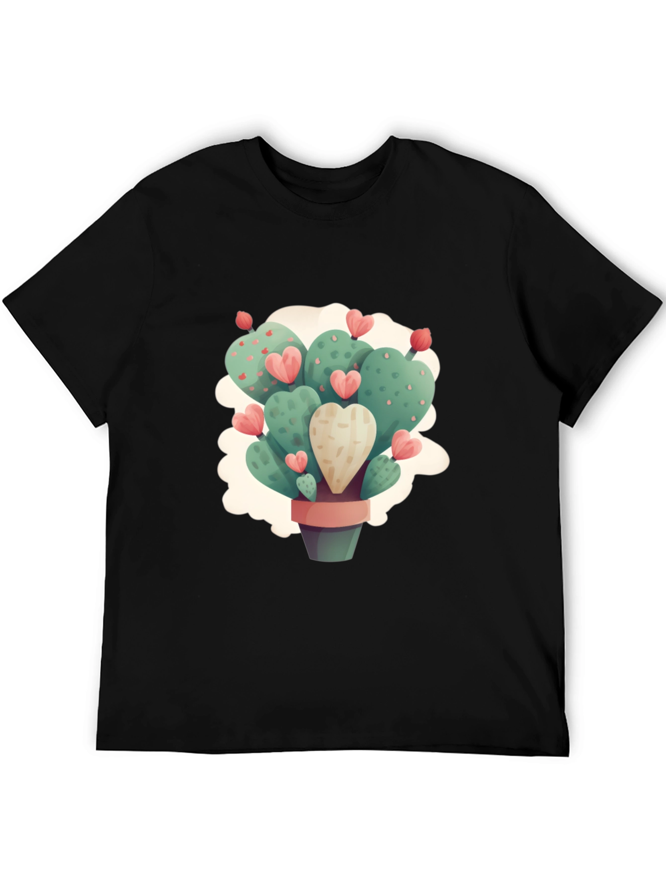 Heart Cactus Graphic Black T-Shirt