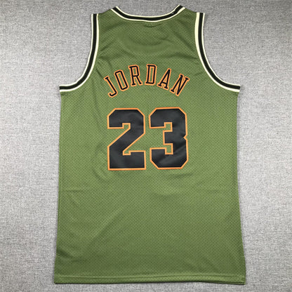 Men's Chicago Bulls Michael Jordan #23 Army Green 1997-98 Hardwood Classics Swingman Jerseys