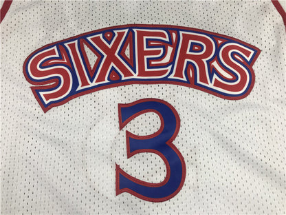 Men's Philadelphia 76ers Allen Iverson White Hardwood Classics Authentic Jerseys