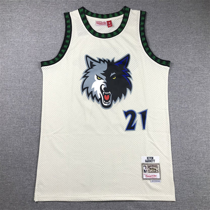 Men's Minnesota Timberwolves Kevin Garnett #21 Cream Hardwood Classics Swingman Jerseys