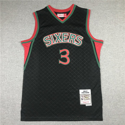 Men's Philadelphia 76ers Allen Iverson Black 1996-97 Hardwood Classics Jerseys