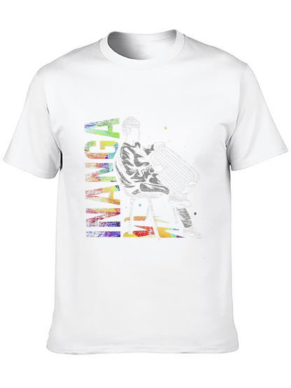 Abstract Accordion Player Graphic T-Shirt