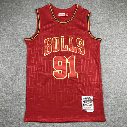 Men's Chicago Bulls Dennis Rodman #91 Red Hardwood Classics Swingman Jerseys