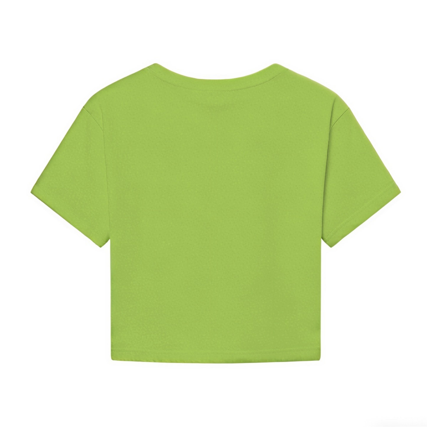 Four Cute Striped Kittens Lime Green Crop Top ¨C Kawaii Cat Mom Daily Casual Cropped Shirt