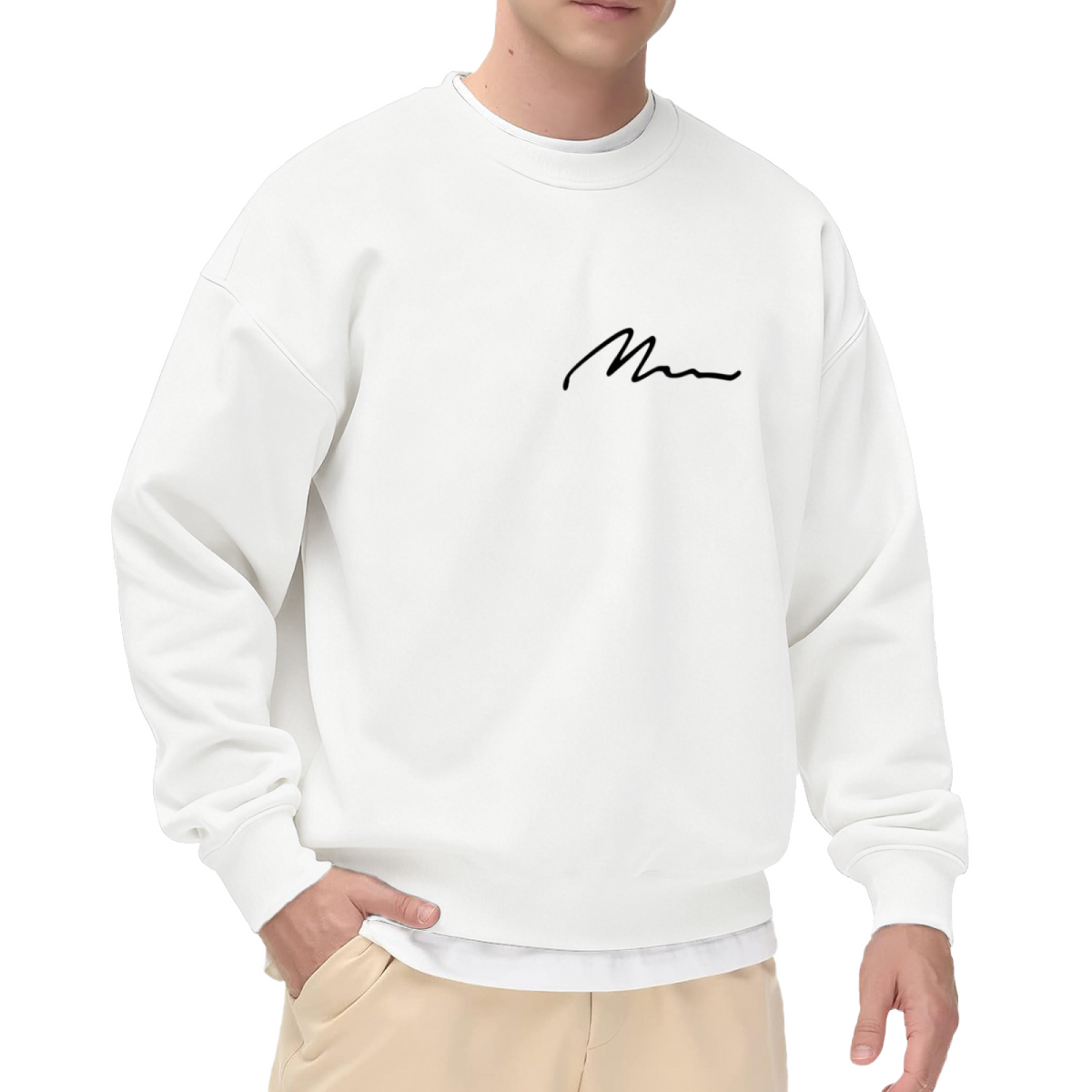 Minimal Signature Print Crewneck Sweatshirt