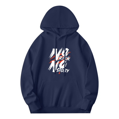 No Risk No Story Inspirational Text Navy Hoodie