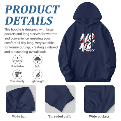 No Risk No Story Inspirational Text Navy Hoodie