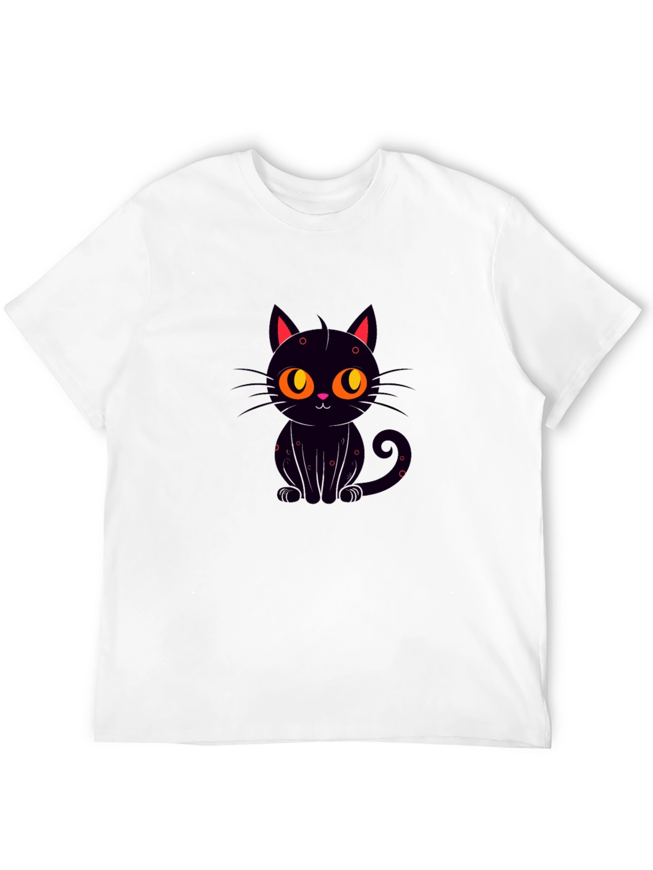 Black Cat Graphic Tee - Cute Cartoon Design
