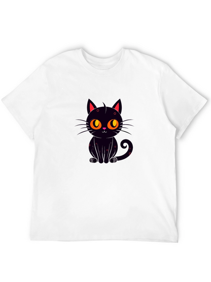 Black Cat Graphic Tee - Cute Cartoon Design