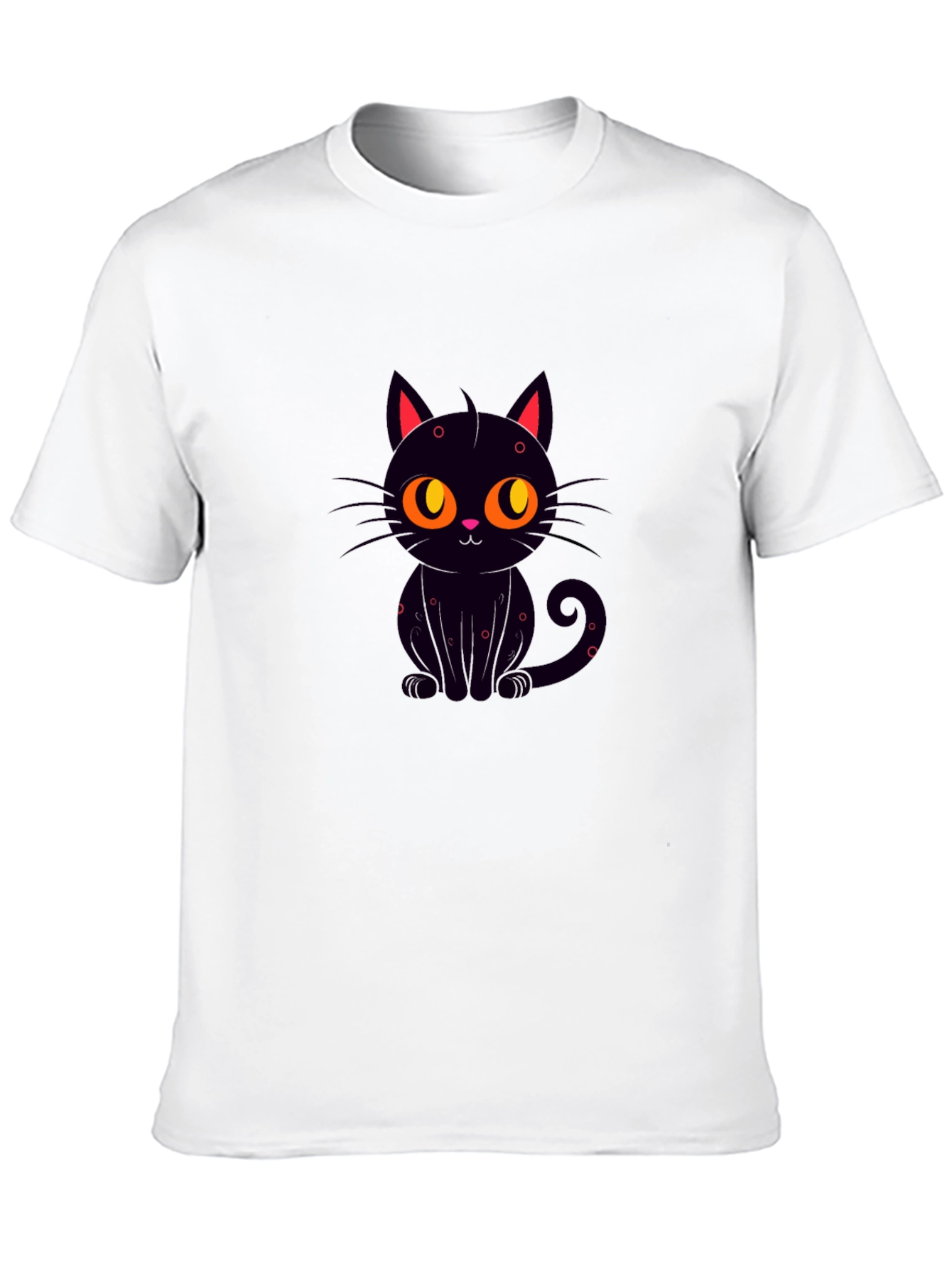 Black Cat Graphic Tee - Cute Cartoon Design