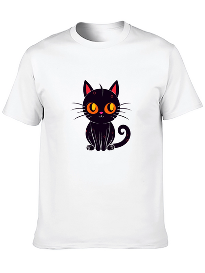 Black Cat Graphic Tee - Cute Cartoon Design