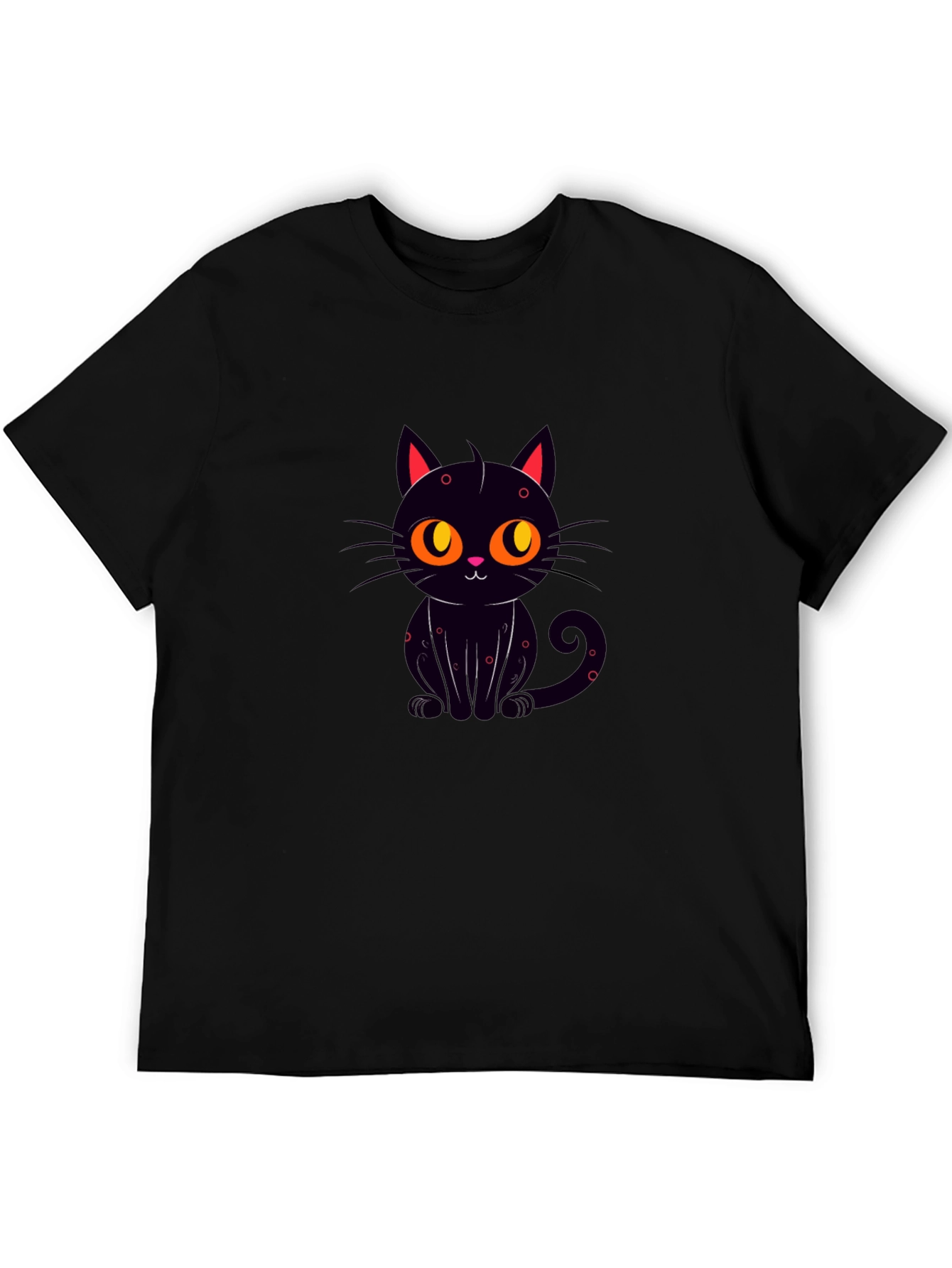 Black Cat Graphic Tee - Cute Cartoon Design