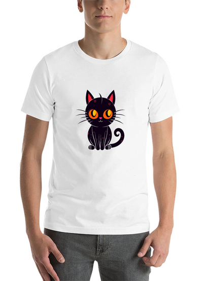 Black Cat Graphic Tee - Cute Cartoon Design