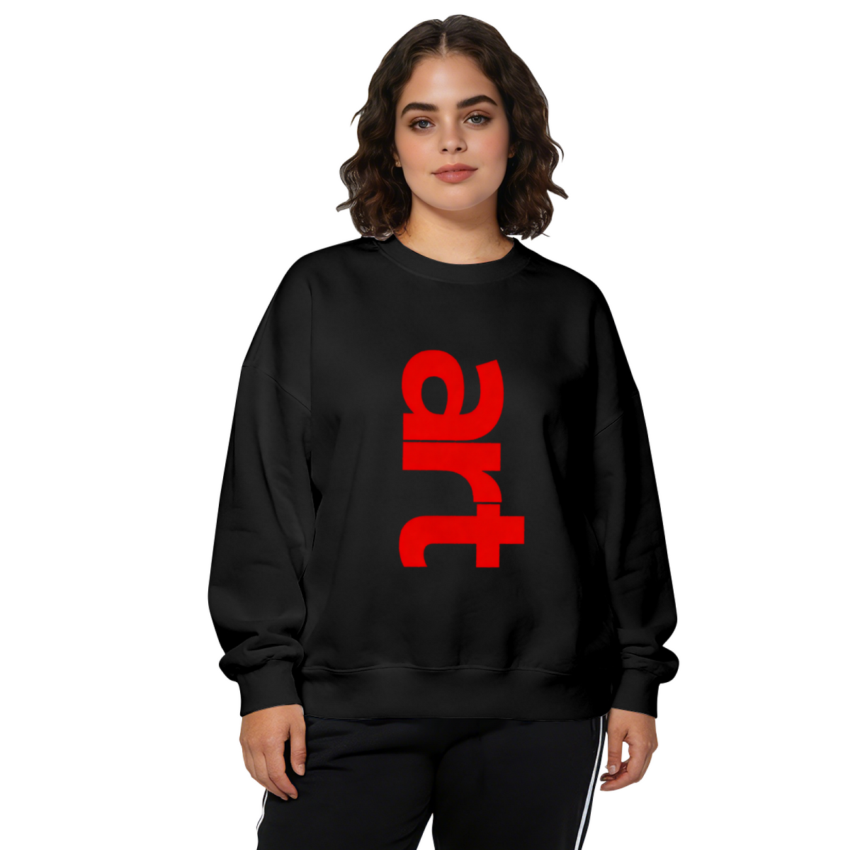 Bold Red ART Letter Street?Style Crewneck Sweatshirt