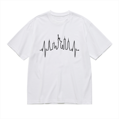 NYC Skyline EKG Heartbeat City Lover Graphic T-Shirt