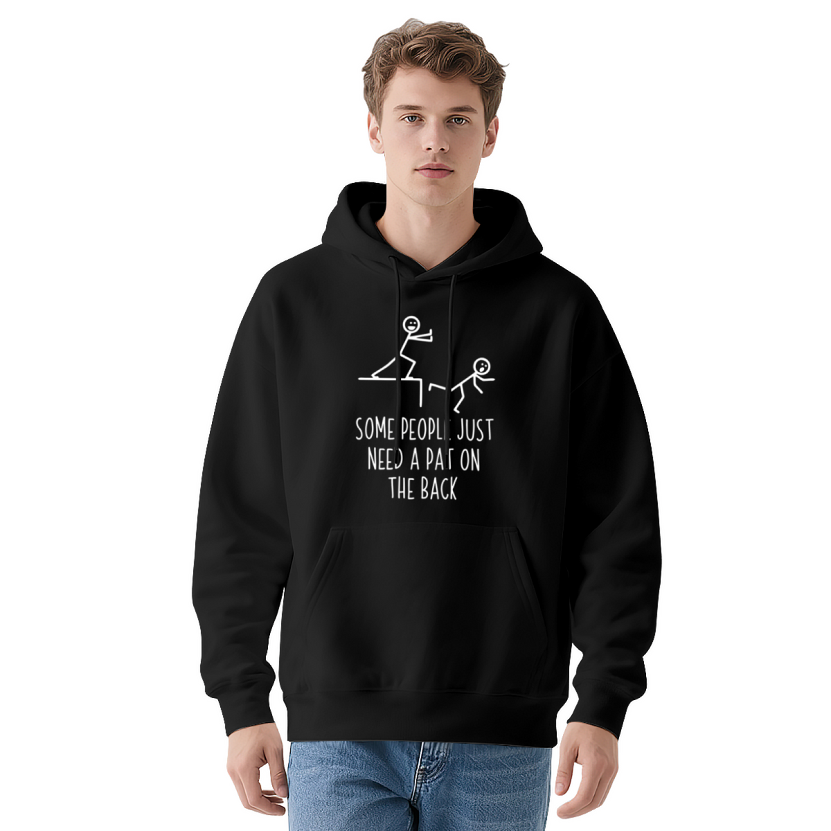Some People Need A Pat On The Back Funny Stick Figure Hoodie, Men Relax Comfort Sweatshirt