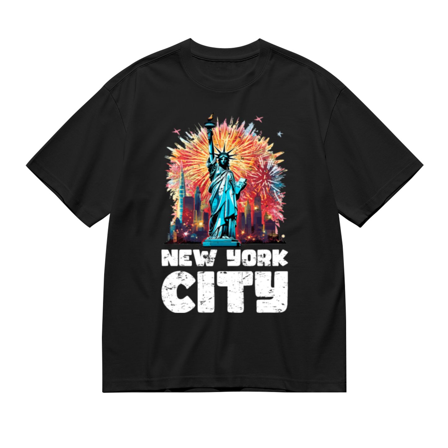 Men's New York City Statue Of Liberty Fireworks Vintage Tee