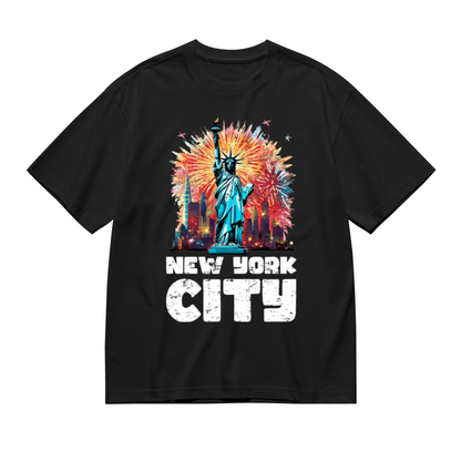 Men's New York City Statue Of Liberty Fireworks Vintage Tee