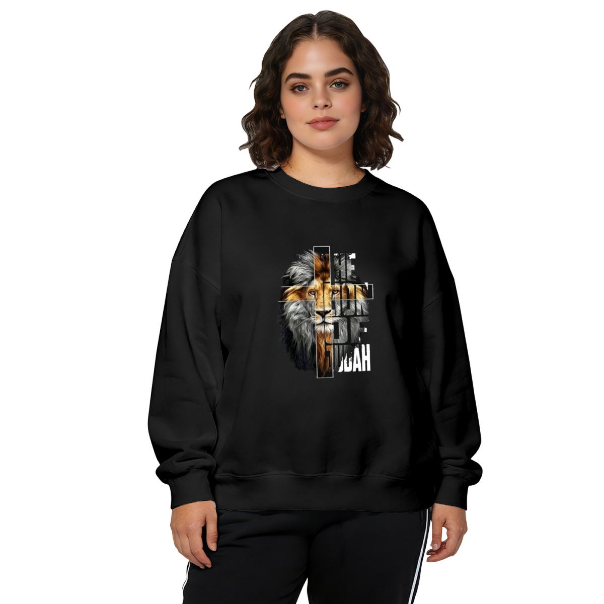 Lion Of Judah Cross Graphic Crewneck Sweatshirt