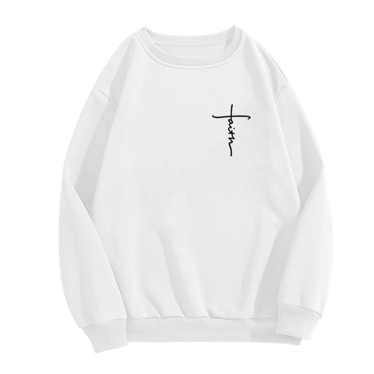 Faith Cross Handwriting Minimal Chest Sweatshirt