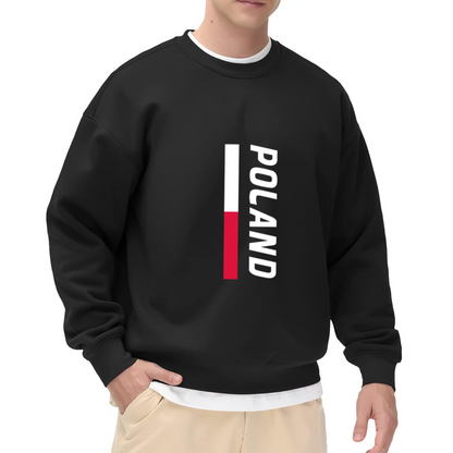 Poland National Flag Patriotic Vertical Print Crewneck Sweatshirt