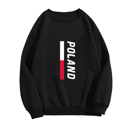 Poland National Flag Patriotic Vertical Print Crewneck Sweatshirt