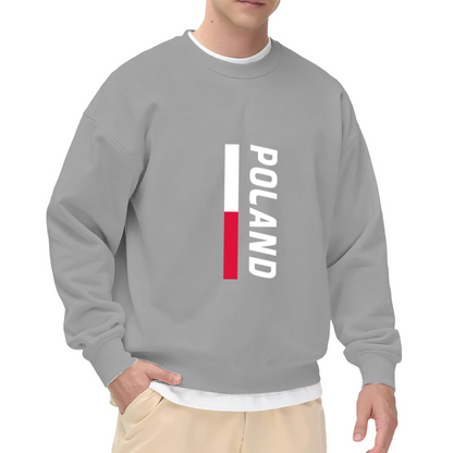 Poland National Flag Patriotic Vertical Print Crewneck Sweatshirt