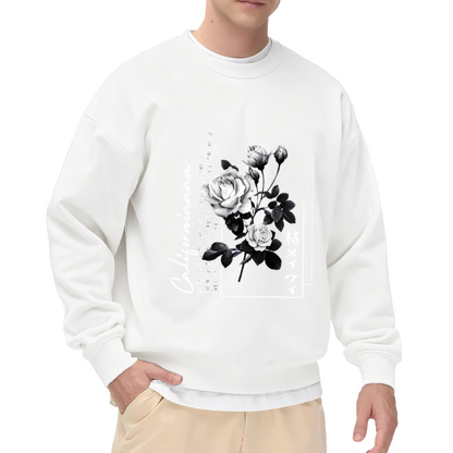 Vintage California Black Rose Japanese Text Grey Crewneck