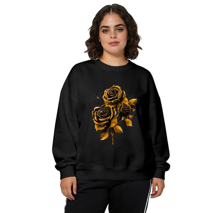 Luxurious Golden Rose Dark Background Crewneck Sweatshirt