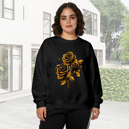 Luxurious Golden Rose Dark Background Crewneck Sweatshirt
