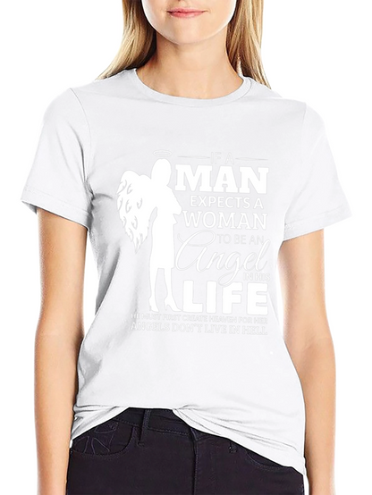 Angel Woman Graphic T-Shirt - Mens Black Tee