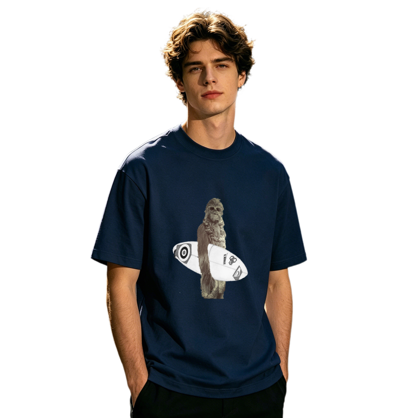 Men's Star Wars Chewbacca Surfboard Funny Surf Graphic Tee
