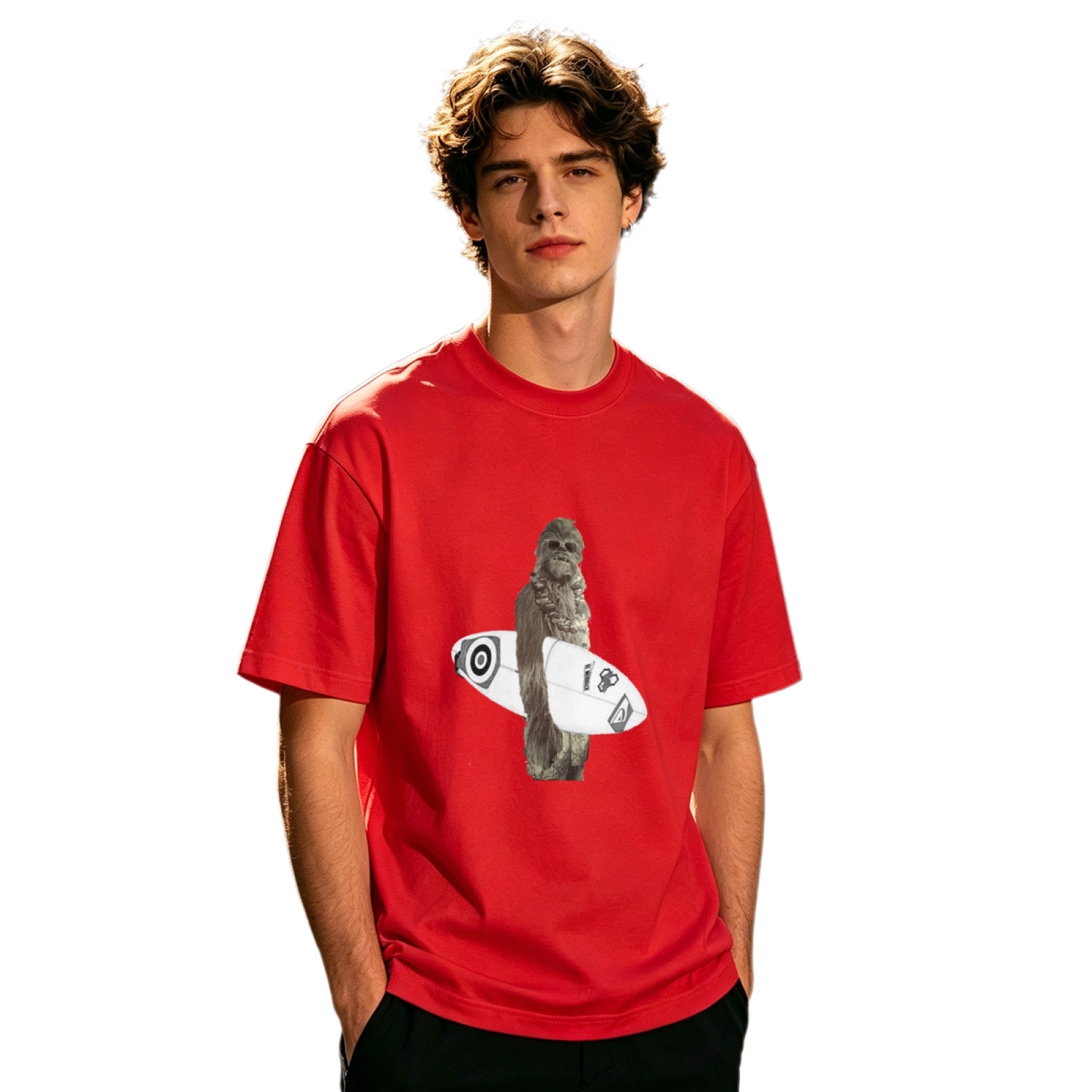 Men's Star Wars Chewbacca Surfboard Funny Surf Graphic Tee