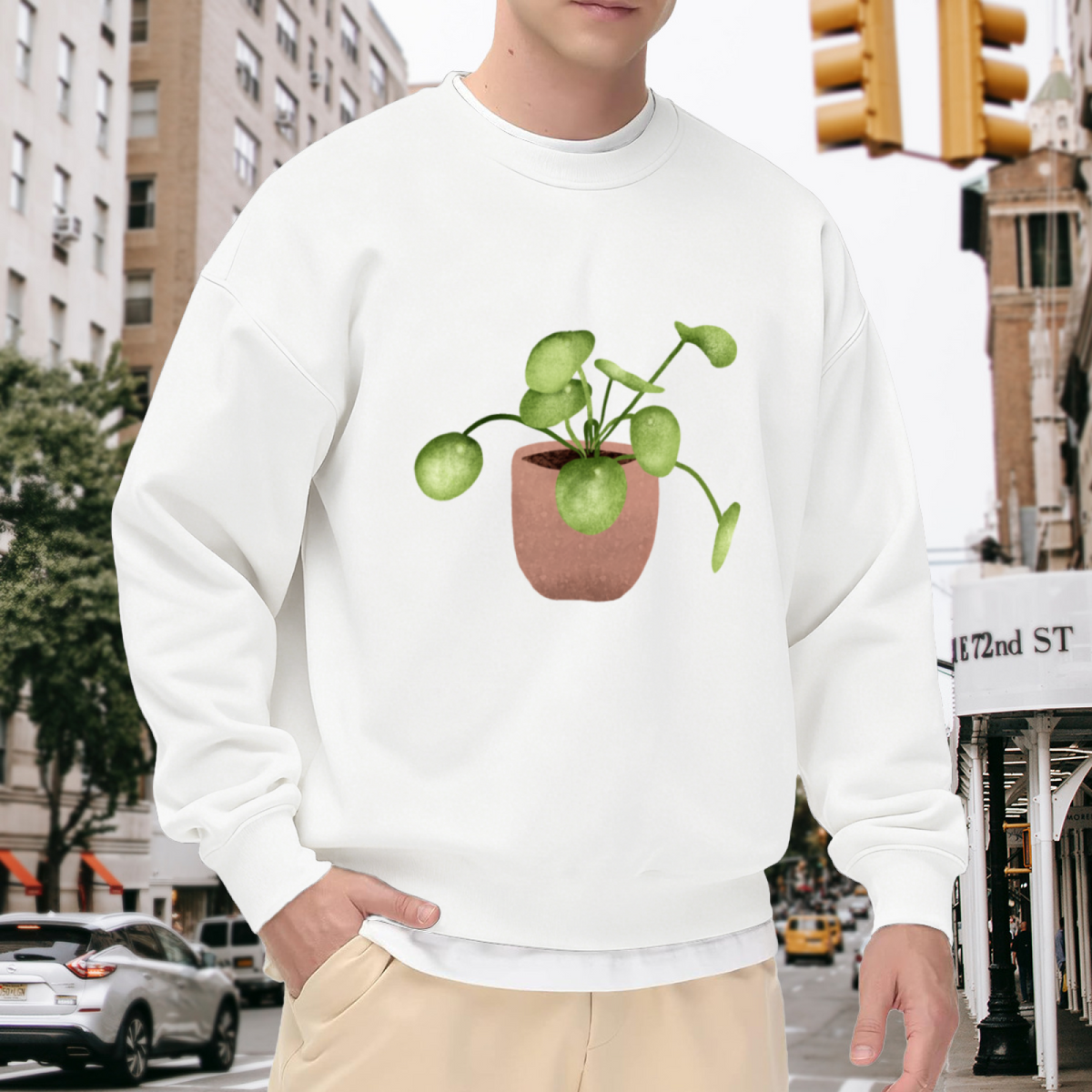 Cute Pilea Peperomioides Plant Lover Crewneck Sweatshirt