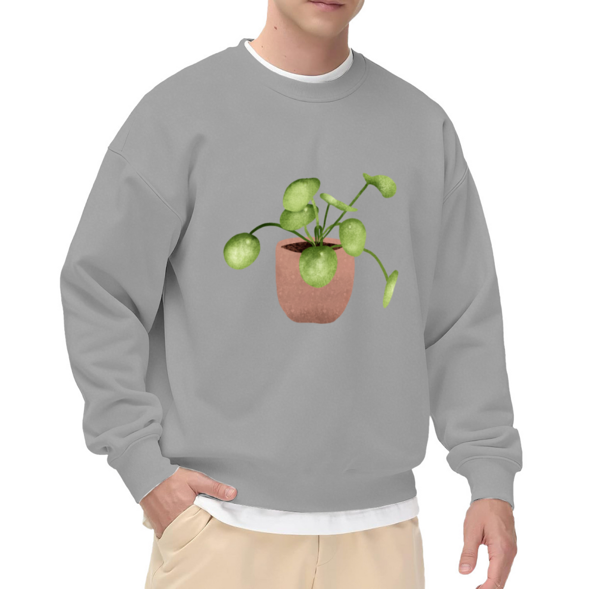 Cute Pilea Peperomioides Plant Lover Crewneck Sweatshirt