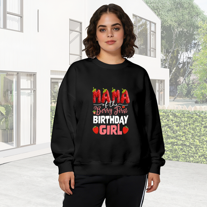 Mama Of The Berry First Birthday Girl Strawberry Crewneck Sweatshirt