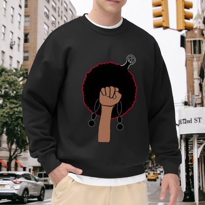 Black Power Afro Fist Peace Symbol Art Crewneck Sweatshirt