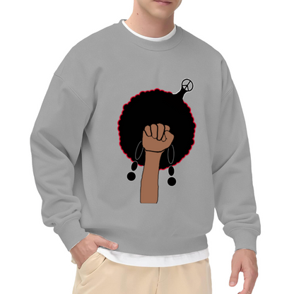 Black Power Afro Fist Peace Symbol Art Crewneck Sweatshirt