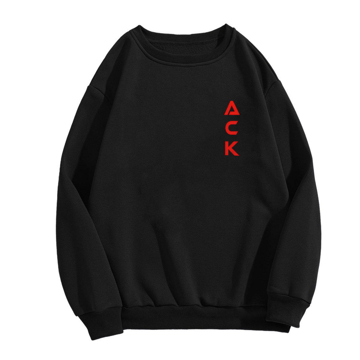 Minimal Vertical Red ACK Chest Logo Crewneck