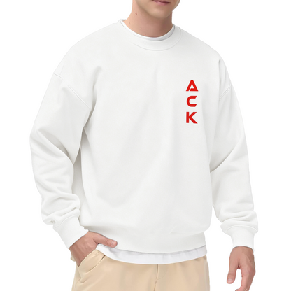 Minimal Vertical Red ACK Chest Logo Crewneck